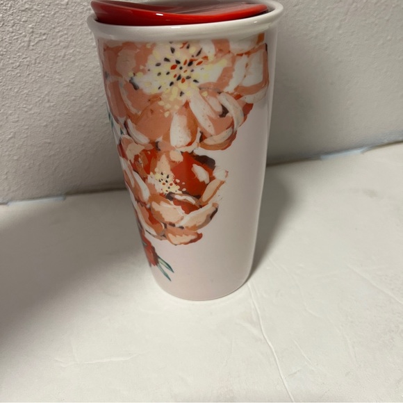 Starbucks red poppy flower ceramic coffee tumbler - Picture 2 of 6